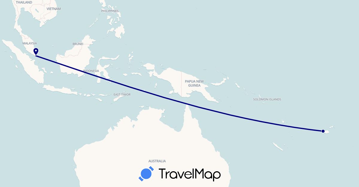 TravelMap itinerary: driving in Fiji, Singapore (Asia, Oceania)
